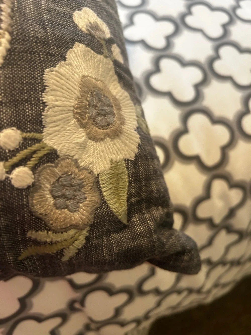 Kirklands Grey Embroidered 